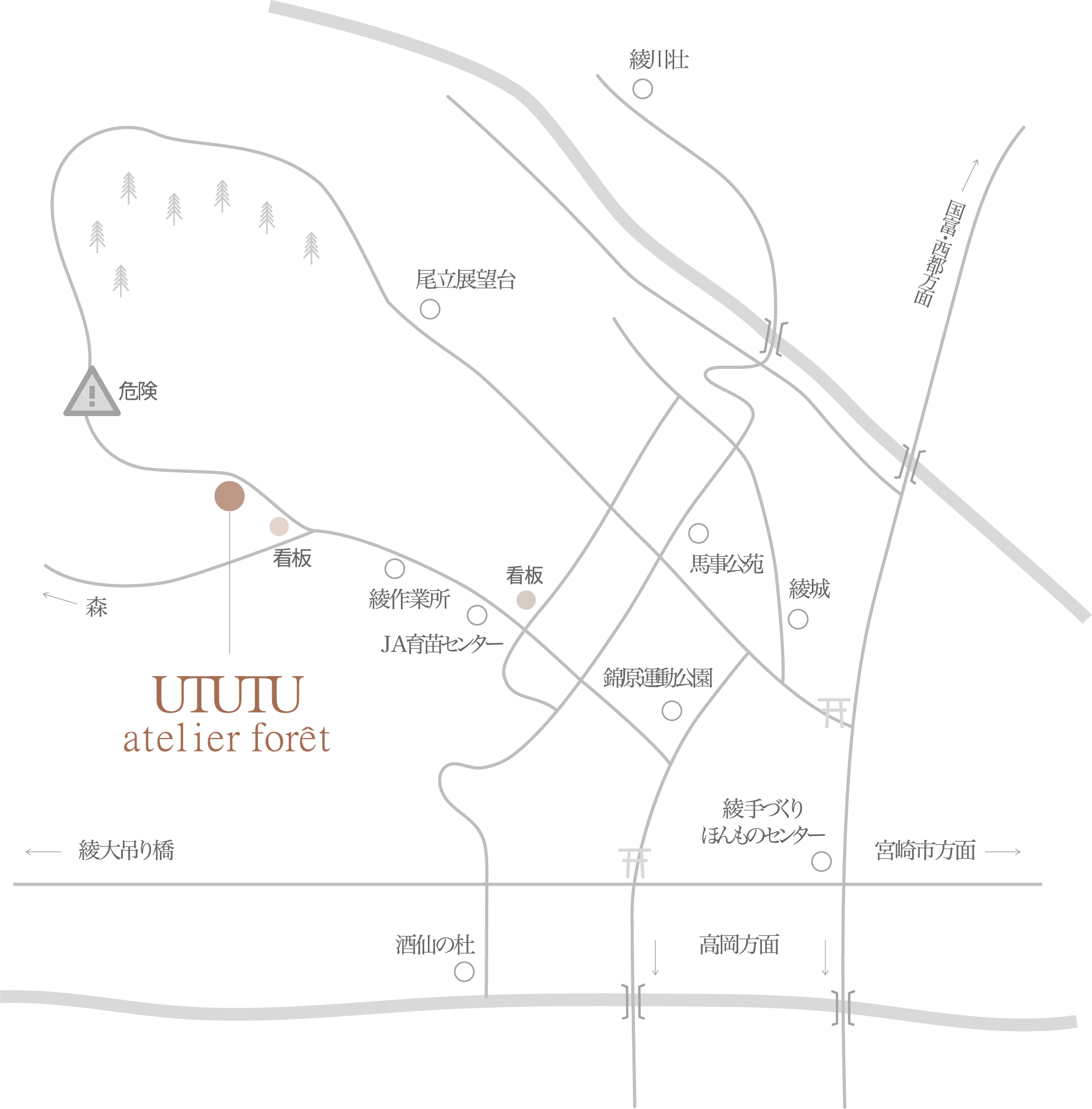 ututuまでの大きいサイズの地図